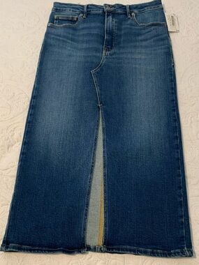 Good American Denim Midi Skirt with Front Slit